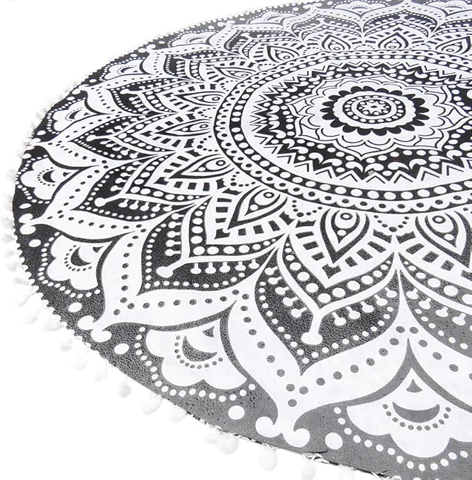 Eyes of India - Mandala Floor Pillow Cover Meditation Cushion Seating Throw Hippie Round Colorful Decorative Bohemian Indian Pouf Ottoman Handmade Cover ONLY (Ombre Black, 32" x 32")