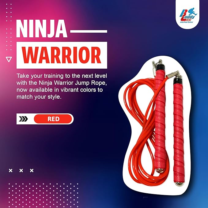 Buddy Lee Ninja Warrior Jump Rope – Adjustable Speed Rope for Fitness, HIIT, CrossFit & Boxing – Tangle-Free with Precision Ball Bearings – Durable, Lightweight & Ergonomic Handles