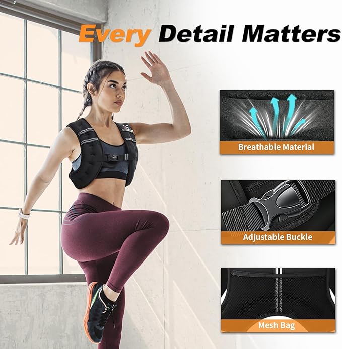 VBSD Weighted Vest Woman 6lb/8lb/12lb/16lb/20lb/25lb/30lb Weight Vest for Women Men Body Weight Vests for Walking Strength Training Running Workout Jogging Fitness