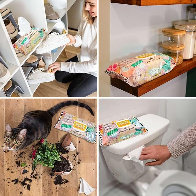 3 Packs Surface Cleaning Wipes Bleach Free, Thick & Large Dispose, All-Purpose Cleaner for Bathroom, Kitchen, Office, 300 Count Soft Flow, Biodegradable, Citrus Scent