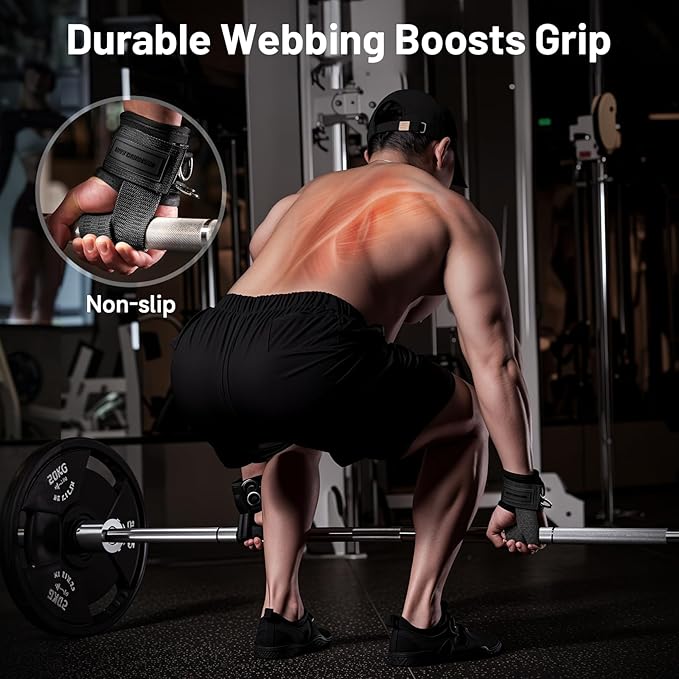 MANUEKLEAR Non-Slip Wrist Straps for Weightlifting Deadlifting, Gym Lifting Straps with D Rings for Cable Machine Workout, 10mm Neoprene Padded Weight lifting Wrist Wraps for Men Women