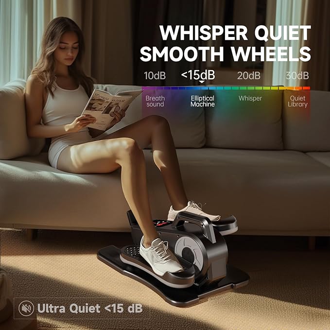 Under Desk Elliptical, Ellipse Leg Exerciser While Sitting for Seniors, Led Screen 12 Adjustable Speeds Quiet Handhold Seated Pedal Exerciser Machine for Home & Office