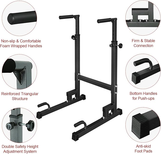 Dip Stand parallel bars, 550 lb capacity heavy-duty dip bar push-ups with foam handles for home or gym fitness exercises