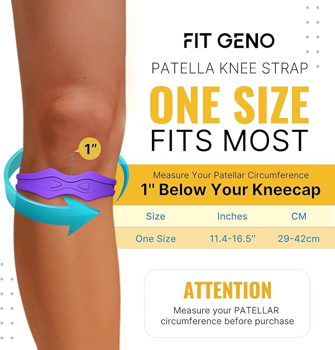 Fitgeno Knee Strap Patella Support: Knee Band for Patellar Tendon Pain Relief - Knee Brace for Tendonitis Jumpers Running Sports Basketball Men Women 2 Packs (Purple)