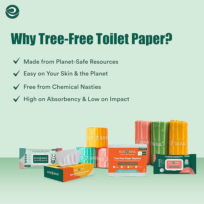 ECO SOUL Bamboo Toilet Paper 36 Mega Rolls 3 Ply, 300 Sheets per Roll | Eco-Friendly Septic Safe Organic Bath Tissues Sustainable Toilet Paper Compostable - FSC Certified