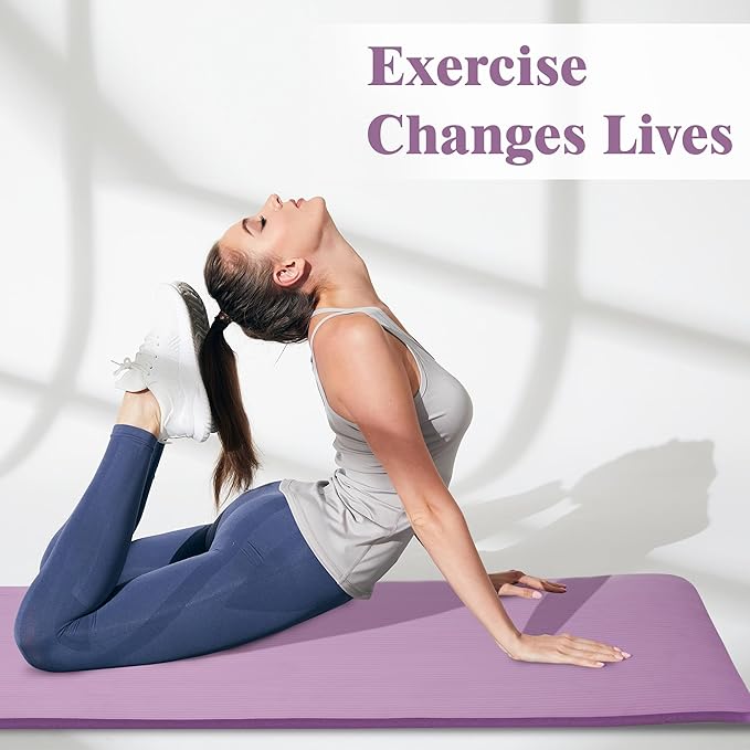 BalanceFrom GoCloud 71" x 24" All-Purpose 1-Inch Extra Thick Double-Sided Non-Slip High Density Anti-Tear Exercise Yoga Mat with Carrying Strap, Gray