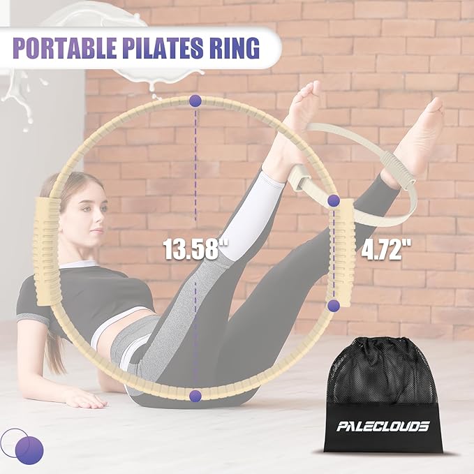 Pilates Ring, 13.5"/12" Silicone Magic Circle with Training Poster & Portable Bag, Pilates Ring Circle for Inner Thigh Workout, Yoga, Lose Weight & Physical Therapy for Women