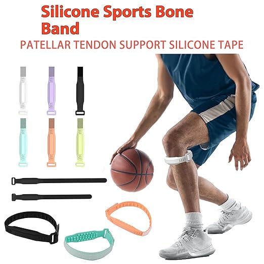Sports Silicone Patellar Tendon Support Strap: Adjustable 2pcs Knee Brace or Pain Relief & Knee Band Stabilizer for Tendonitis Jumpers Running Sports Basketball Women (Green)