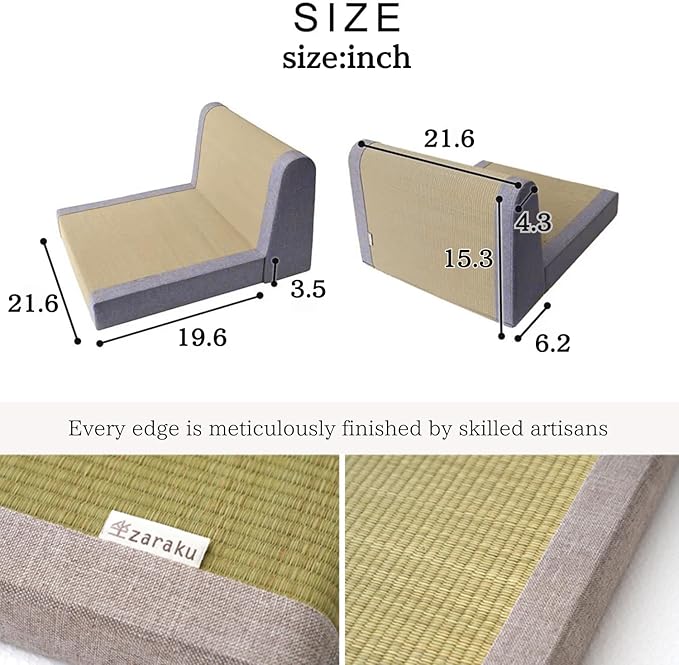 BJDesign Foldable Igusa Tatami Floor Chair - Zen Meditation Cushion and Seat, Dual-Purpose, Eco-Friendly, Handmade with Natural Materials, Easy to Store - Versatile Seating for Adults and Kids