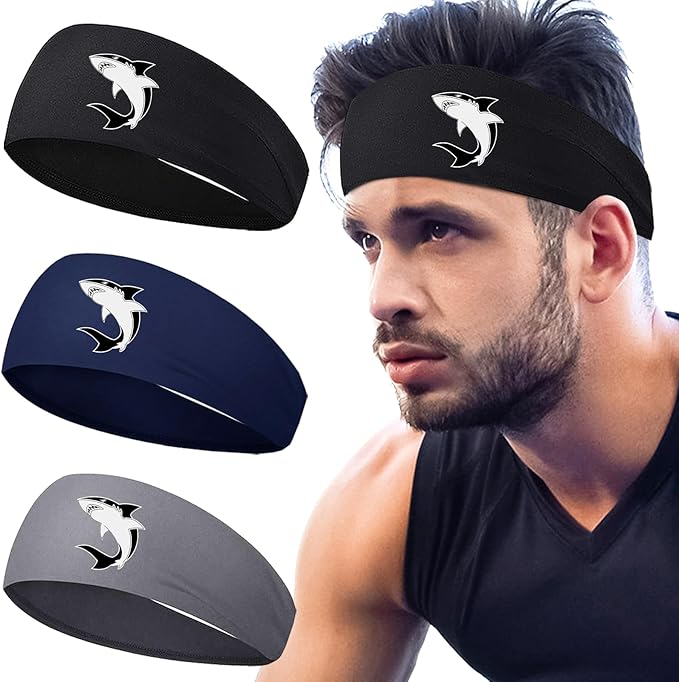 Headbands for Men Women 3pcs Sports Sweat Bands Headbands Men Sweatbands Workout Headband for Mens Running Cooling Skull Sweat Band Head Bands