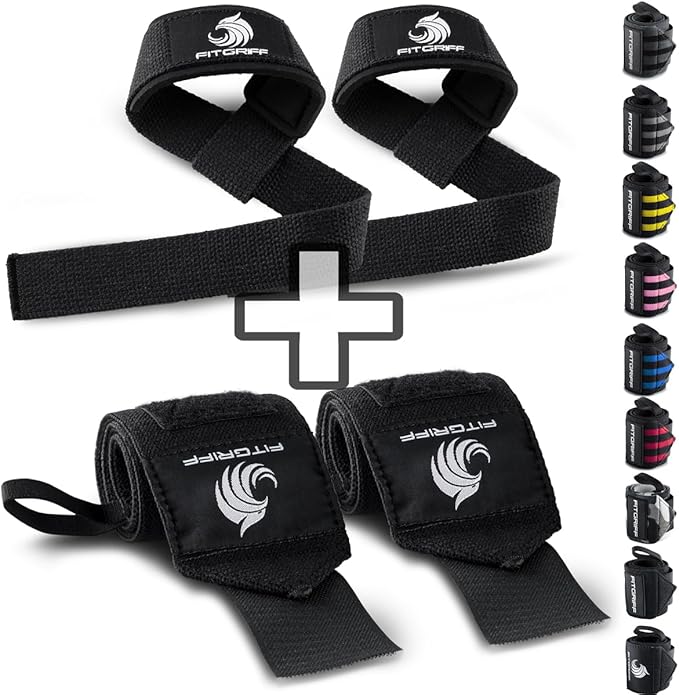 Fitgriff® Lifting Straps & Wrist Wraps (Bundle) Superior Support for Weightlifting & Gym Workouts - for Men and Women