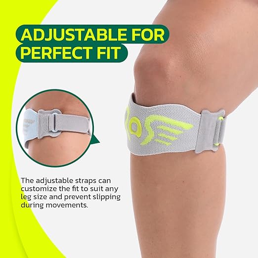 2 Pack Patella Knee Strap Band for Knee Pain Knee Support Patella Stabilizer Braces Tendon Ergonomic Silicone Pad (with 2 adjustable straps, one long & one short)