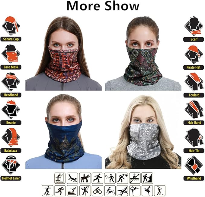Headband Neck Gaiter Head Wrap Headwear Face Mask Magic Scarf Bandana for Men and Women
