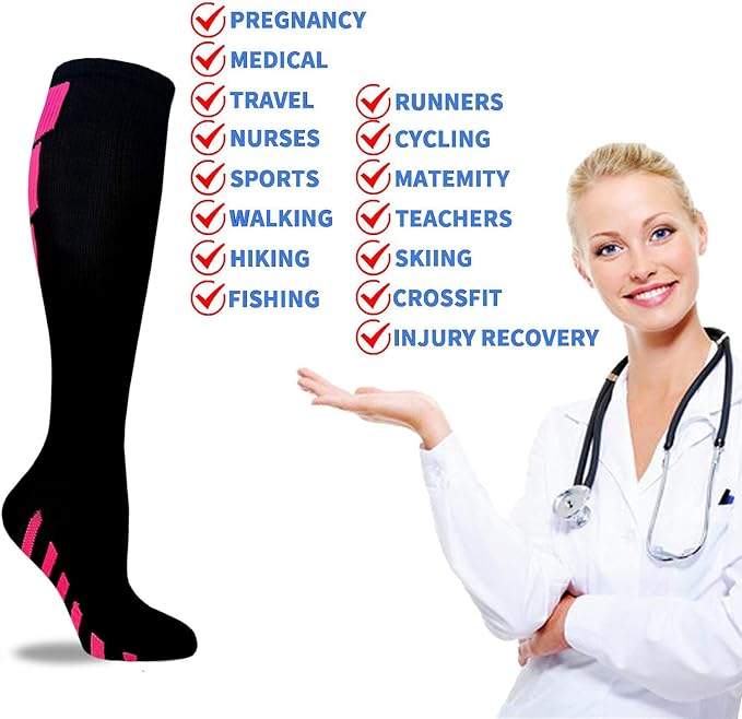 Graduated Copper Compression Socks for Men & Women Circulation 8 Pairs 15-20mmHg - Best for Running Athletic Cycling