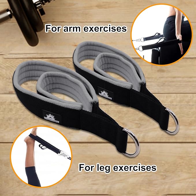 1 Pair Enhanced Pilates Double Loop Straps for Reformer, Thickened D-Ring Handle Straps, Yoga Exercise Accessories in 2 Lengths and Multicolor for Home Gym Workout