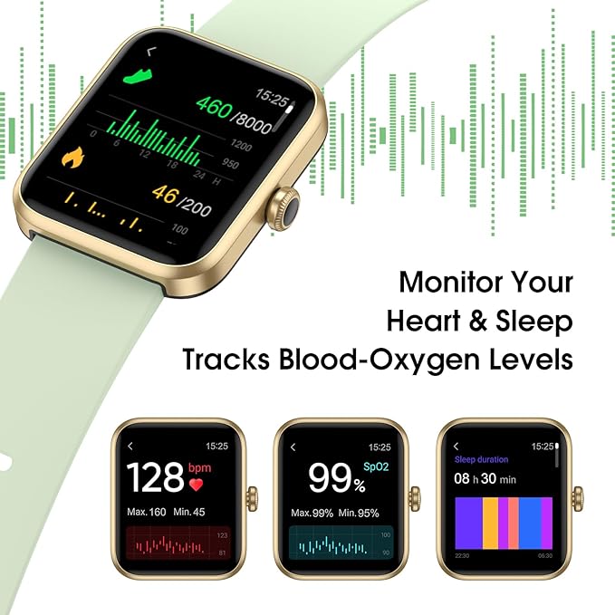 Smart Watch, Fitness Tracker, Heart Rate Monitor, Blood Oxygen, Sleep Tracking Fitness Watch 5ATM Waterproof Smartwatch for Men Women Pedometer Compatible with Android iOS