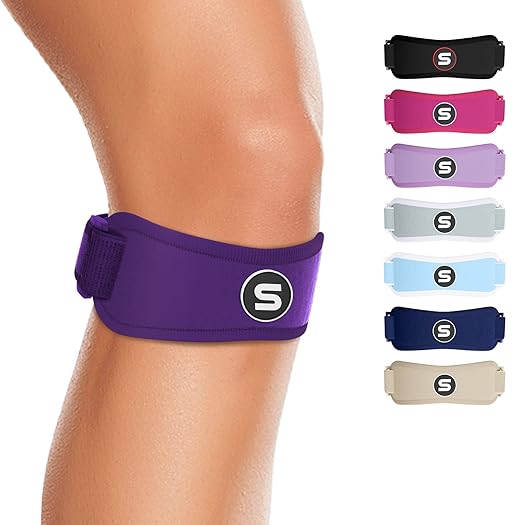 Sleeve Stars Swedish Brand Patellar Tendon Support Strap for Women & Men Effective Osgood Schlatter Knee Brace Youth & Kids Knee Brace with 3 Adjustable Length fits 12"-24" (Single/Dark Purple/Adult)