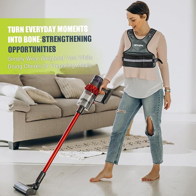 Weighted Vest Adjustable Weights for Women, 6-12 Lbs Weight Vest for Walking with Plus Size Pocket, Ruck Vest with 6 Ironsand Weights & Reflective Strip for Running, Workouts & Strength Training