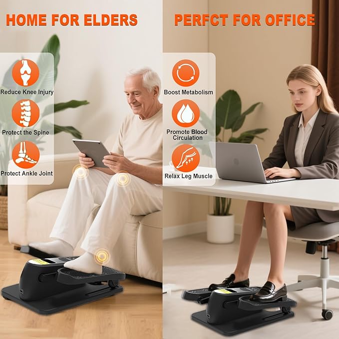 HOTSWEAT Under Desk Elliptical Machine, Ellipse Leg Exerciser as Seen on TV for Seniors with Remote Control, Portable Electric Seated Pedal Exerciser with 12 Speed Levels for Home Office