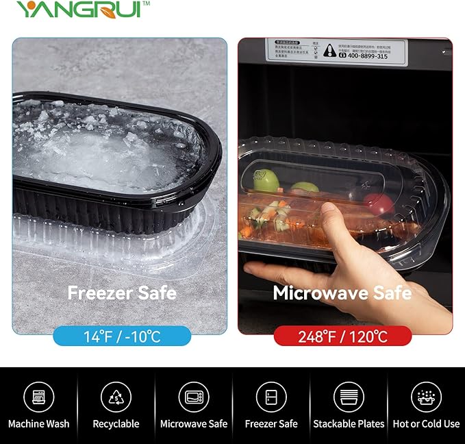 YANGRUI Take Out Containers, Shrink Wrap 45 Pack 26 oz Reusable Machine Washable Extra Thick BPA Free Meal Prep Container Microwave Freezer Safe Leak Proof To Go Boxes