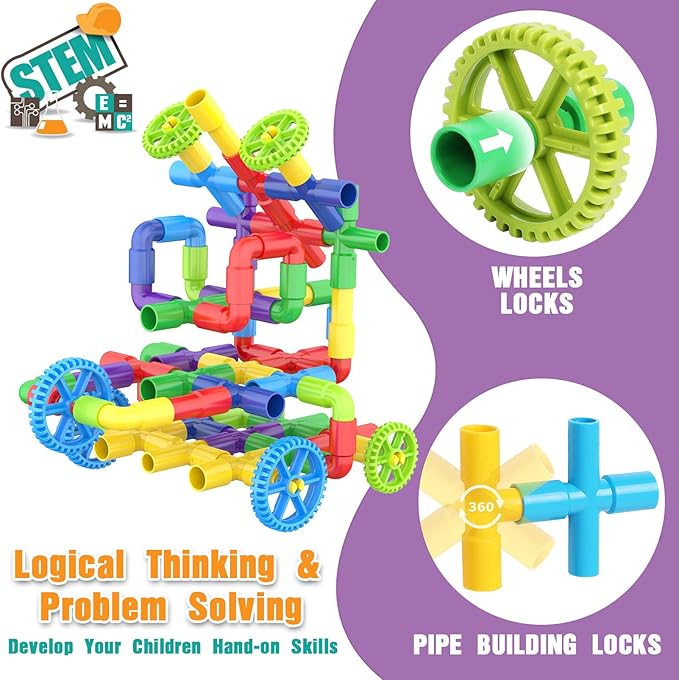 EP EXERCISE N PLAY 250PCS STEM Pipe Tube Learning Toy for Toddlers Kids | Stem Bins for Classroom Preschool | Interactive Educational Autistic Toy Constructions Kit Ideal for Birthday Gift