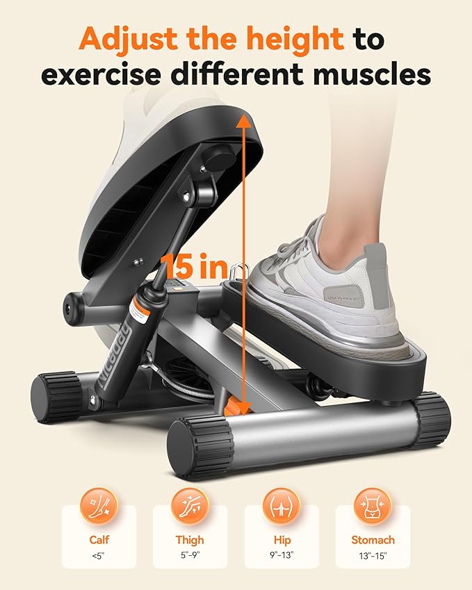 Niceday Steppers for Exercise, Stair Stepper with Resistance Bands, Mini Stepper with 300LBS Loading Capacity, Hydraulic Fitness Stepper with LCD Monitor