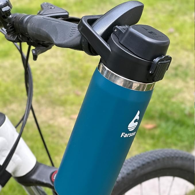 Farsea Insulated Water Bottle, Leak Proof Locking Lid with Soft Silicone Spout, Stainless Steel,Leak Proof, Double Walled Vacuum Insulated, BPA-Free, 24 Hr Cold, Wide Mouth, Sports & Travel Bottle