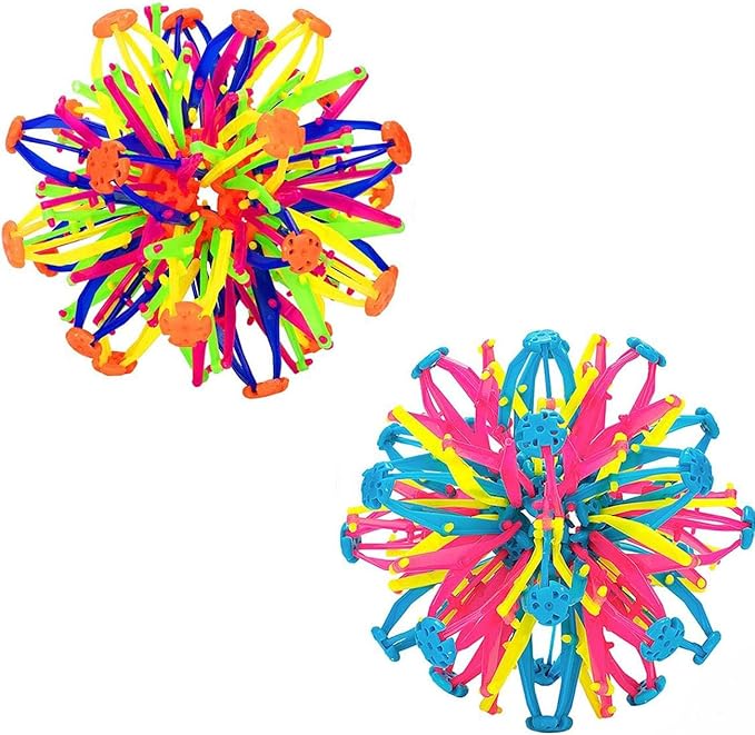 2PCS Expandable BreathingColorful Inflatable Ball Expandable Magic Ball - Stress Reliever Fidget Toys - Breathing Magic Collapsible Ball Toys for Kids & Adults Stress Needs - for Yoga,ADHD (2PCS)