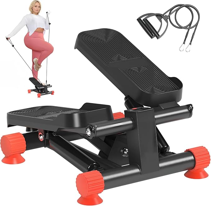 SogesHome Stair Stepper Machine with Resistance Bands, Mini Fitness Stepper for Cardio Workout with LCD Monitor, Low Impact Stepper for Legs, Butt & Thigh Toning, Home Gym Equipment
