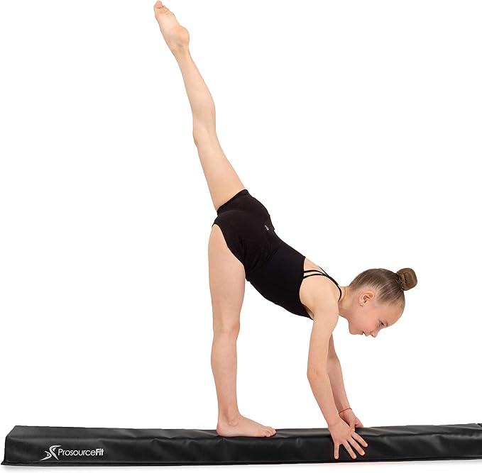 ProsourceFit Gymnastics Balance Beam for Kids, 9ft Long Firm Folding Floor Beam with Non-Slip 4-inch Wide Surface for Safe Gymnastics Practice at Home or Gym