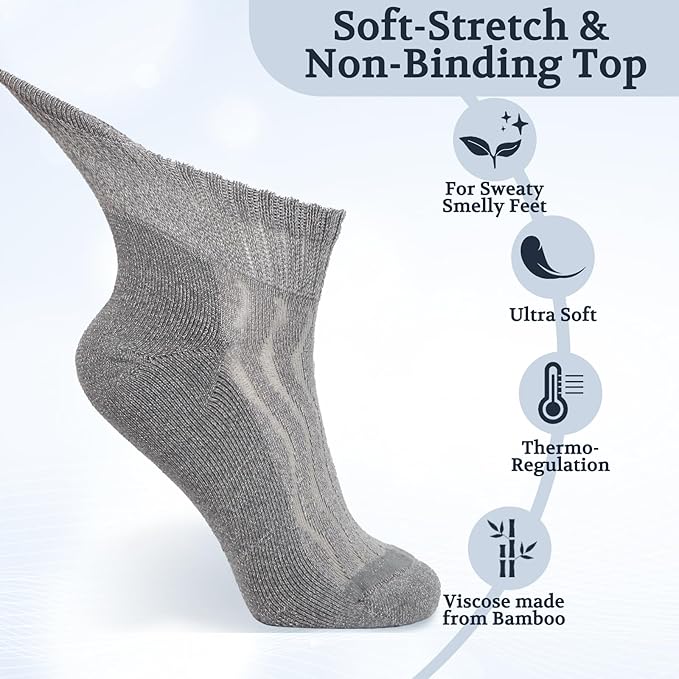 +MD Diabetic Socks for Men Women 6 Pairs,Non-Binding Top Extra Wide Ankle/Crew Socks, for Edema Circulator 9-11 10-13 13-15