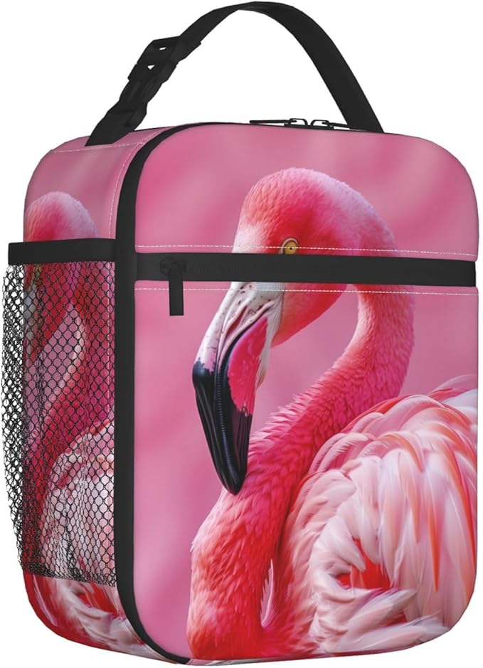 Lunch Box for Women Men, Pink Cute Flamingo Insulated Lunch Box Reusable Portable Lunch Bag Cooler Tote Waterproof Lunch Container for Office Picnic Work Travel Hiking