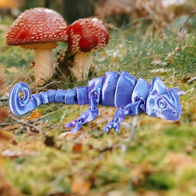 3D Printed Chameleon Articulated Fidget Toy - 12Inch PLA Flexible 3D Lizard Toy with Movable Joints, Stress Relief Desk Decor & Unique Gift for Reptile Lovers, Kids & Adults