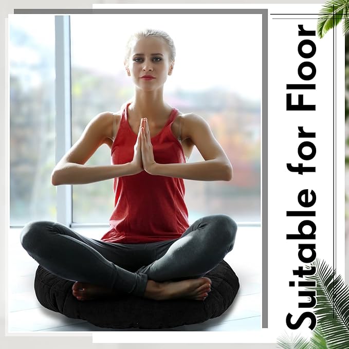 Jerify Floor Pillow Cushions 22 x 22 Inch Round Square Large Meditation Floor Pillow for Classroom Adult Meditation Picnic Party Cushion for Seating Gift Christmas(Round,Black,4 Pcs)