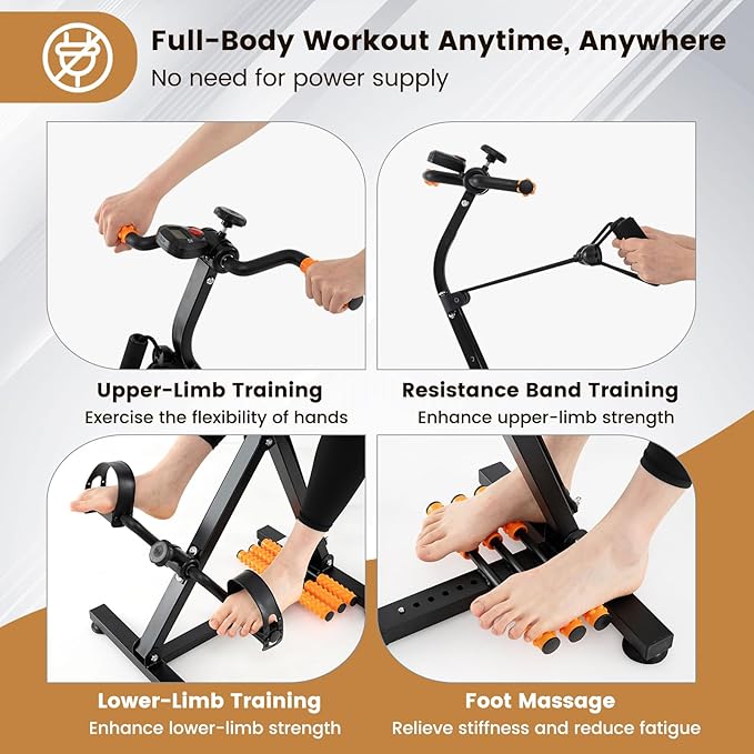 Pedal Exerciser Bike for Seniors, Hand Arm Leg Knee Physical Therapy Exercise Bike with Monitor, Indoor Adjustable Fitness Equipment for Rehabilitation Recovery