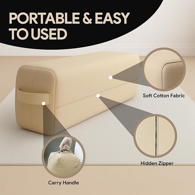 Yoga Bolster Pillow Rectangular Meditation Cushion Cotton