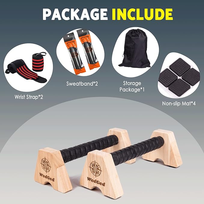 Premium Wooden Push Up Bars,Parallettes Bars for Calisthenics,Push Up Handles,Calisthenics Equipment for outdoor&home,Complete Push-Up Workout Kit,Solid rubber wood
