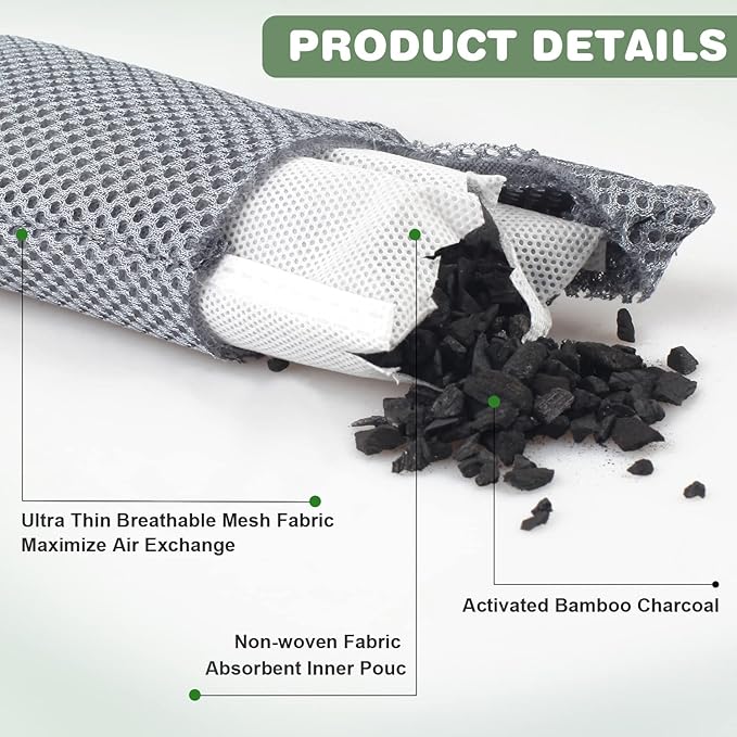 Marsheepy 6 Pack Shoe Odor Eliminator Bags, Boxing Glove Deodorizer, Absorbs Stink and Moisture, Grey Stick Odor Absorbers for Shoes, Gloves, and Sports Gear