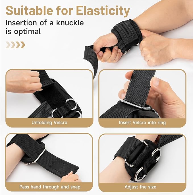 MANUEKLEAR Non-Slip Wrist Straps for Weightlifting Deadlifting, Gym Lifting Straps with D Rings for Cable Machine Workout, 10mm Neoprene Padded Weight lifting Wrist Wraps for Men Women