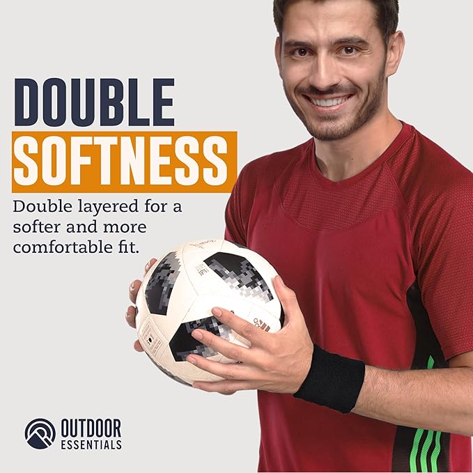 OutdoorEssentials Sweatbands & Wristbands - Wrist Sweat Bands Headbands for Men & Women - Multipack Terry Cloth Headbands or Wrist Bands for Working Out, Tennis, Basketball, Football, Gymnastics