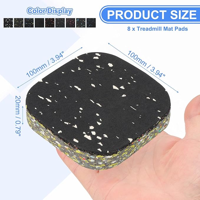 PATIKIL 8 Pcs Treadmill Mat Pads, 4x4x0.8 High Density Foam Anti Vibration Pad Sound Proof Floor Mat Exercise Equipment Mat for Carpet Protect Noise Reduction Home Gym, White