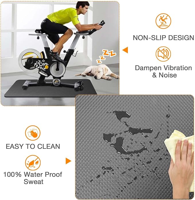 Treadmill Mat Compatible with Peloton Bike, 6mm Thick Exercise Bike Mat for Treadmill and Row Protect Hardwood Floor Carpet