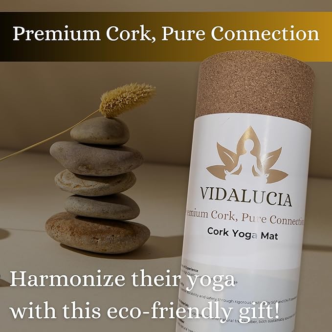 Cork Yoga Mat - Extra Large 72"x26" Non-Slip Yoga Mat with FSC Certified Portuguese Cork & Natural Rubber Base – 5mm Thick Hot Mat for Home & Studio – Yoga Accessories for All Levels