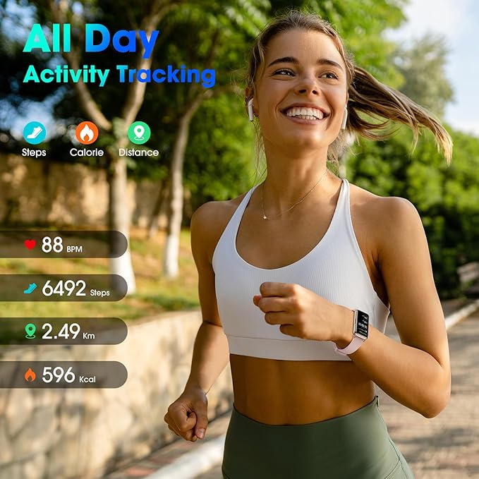 Long Battery Pedometer Watch 14 Days Battery Life, Slim Design No App/Phone Required Fitness Tracker, 50 Meters Waterproof Smart Watch, Heart Rate & Blood Oxygen Monitor Step Counter for Men Women