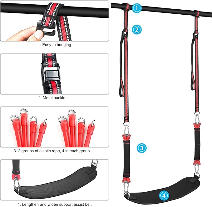 Pull Up Assistance Bands with Fabric Feet/Knee Rest, Heavy Duty Pull Up Resistance Bands, Pull up Assist Bands Pull-up Exercise Band for Chin-up Workout, Body Stretching