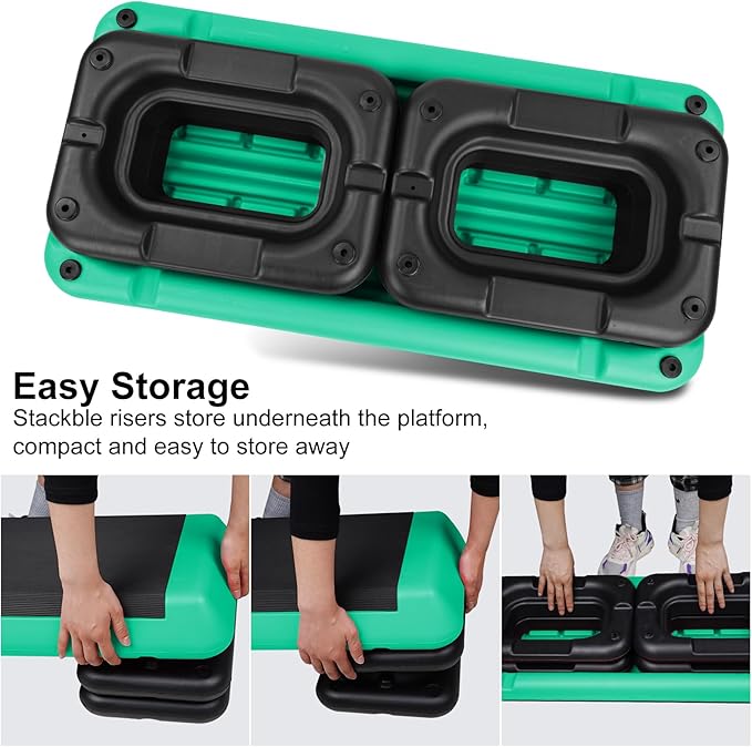 4''-6''-8''Adjustable Aerobic Stepper w/4 Risers Health Workout Step Platform for Sports & Fitness
