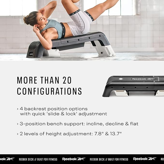Reebok Deck Multipurpose Adjustable Bench Aerobic Strength Training Incline and Decline2