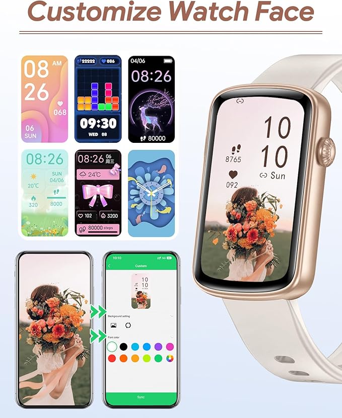 RUIMEN Fitness Tracker, Fitness Watches for Women Men with Heart Rate Monitor Blood Oxygen Sleep Tracker Pedometer, 1.47" Smart Watch Step Calorie Counter for Android iOS IP68 Waterproof (Starlight)