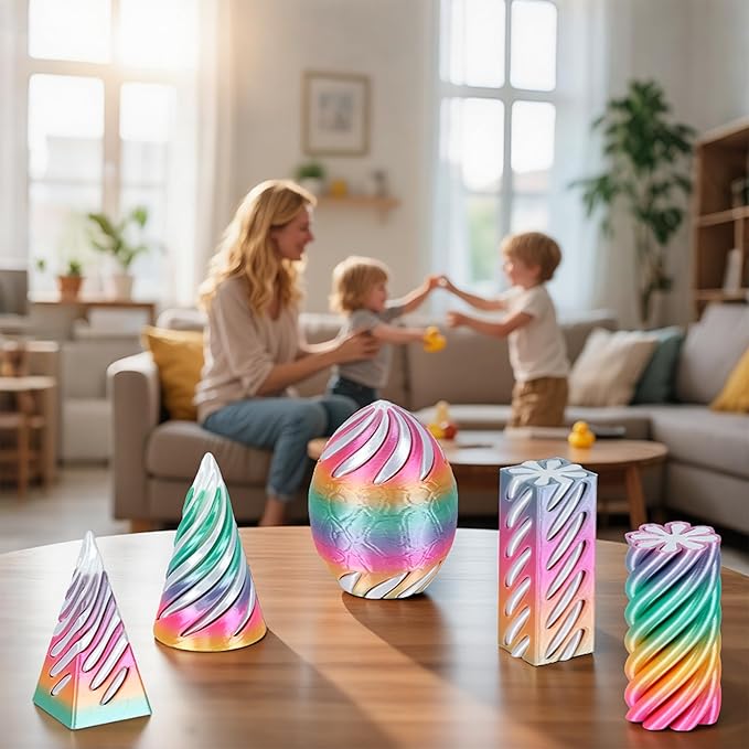 5 Pack Impossible Cone, Spiral Cone Passthrough Sculpture 3D Printed Fidget Toys, 3D Printed Pyramid Fidget Toys for Kids Adults - Stress Relief Desk Toy, Impossible Spiral Decoration for Desk (5)
