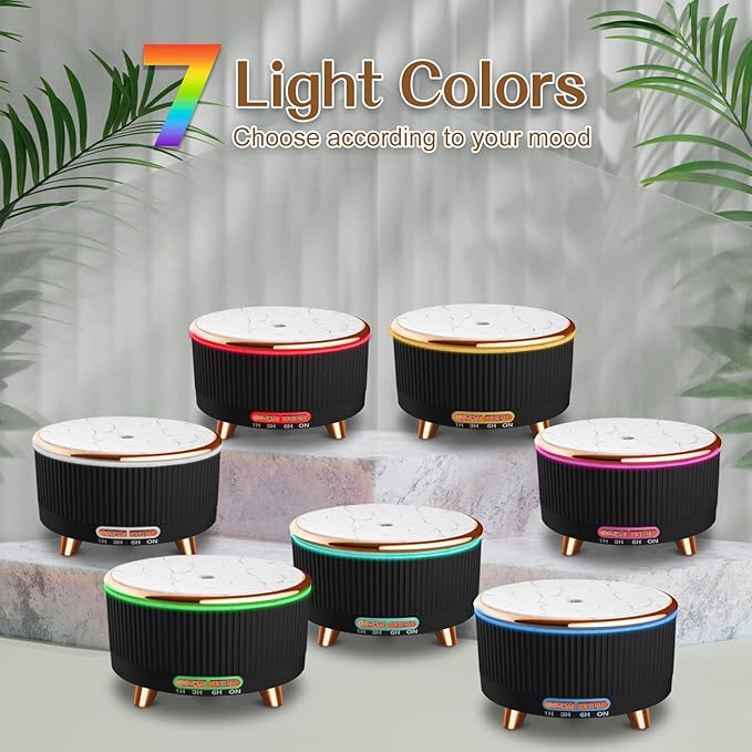 Essential Oil Diffusers for Home 500ml,Aromatherapy Diffusers for Essential Oils Large Room with 7 Colors Lights & 3 Mist Mode Waterless Auto Off,Cool Mist Humidifiers for Decor,Black